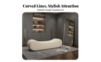 High-Density Foam Modern Long Sofa Stool Solid Wood Frame Curved End-of-Bed Bench Wear-Resistant S-Shaped Chaise Bench Easy to Clean for Homeowners, Adults, Couples, Bedroom, Walk-in Closet, Living Room, Bay Window