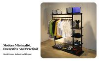 Easy to Assemble Freestanding Rack with Shelves Space-Saving Freestanding Closet System Minimalist Design Garment Stand Heavy-Duty Construction for Apartment Dwellers, Students, Homeowners, Living Room, Entryway, Retail Retail Outlet