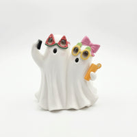 Whimsical Ghost Ornament with Sculpted Base Cute Ghost Figurine Playful Mini for Halloween Party