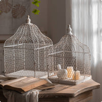 2 Pieces Vintage Birdcage Candle Holder Uncovered Wire Design for Living Room