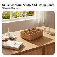 Multi-Compartment Woven Holder Handmade Organizer Basket Rustic and design for Vanity