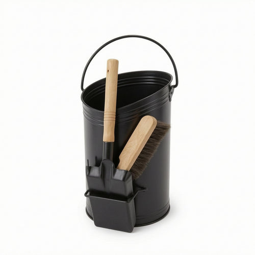 Fireplace Ash Container Cylindrical Home Cleaning Rolled Rim