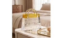 Handbag Decor with Gold Handles Acrylic Handbag Ornament Clear Purse Ornament for Fashion Lovers, Decorators, Dressing Table, Vanity, Bedroom Shelf