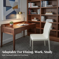 Armless Leather-Wrapped Chair Padded Seat Armless Upholstered Side Chair Rounded Corners Wear-Resistant for Home Office, Kitchen