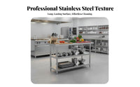 Easy to Clean Stainless Steel Work Table High Load Capacity Commercial Food Prep Table Rust Resistant Kitchen Island with Shelves Stable Construction for Professionals, Homeowners, Restaurant, Cafeteria, Warehouse, Laundry Room