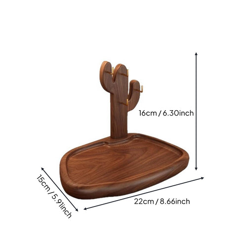 Wooden Key Holder with Tray Solid Wood Bedside Catchall Tray