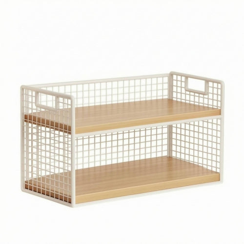 2-Tier Rack Compact 2 Tier Storage Shelf Vertical Metal Wire Shelf