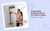 Temp-controlled shower faucet, wall mount