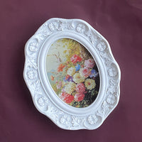 法式白色树脂相框雕花照片墙餐厅画框摆件摆台椭圆挂墙客厅组合框