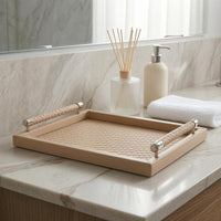 Rectangular Decorative Tray with Handles Raised Sides Tableware Easy to Clean