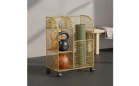 Exercise Mat Holder Wheeled gym Storage Rack Movable Rolling Storage Cart for Home