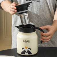 Large Capacity Panda Design Insulated Kettle 316 Stainless Steel Panda Thermal Pot Leak-Proof Beverage Container V-Shaped Spout for Home