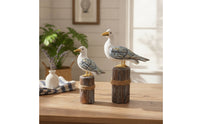 2 Pieces Seagull Ornament with Rope Handmade Statue Nautical for Tabletop, Shelf