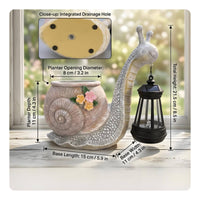 Planter with Lantern Whimsical Garden Ornament Textured for Patio