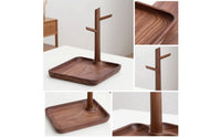 Wooden Organizer with Hooks Compact Holder Multi-Functional for Desktop, Dresser