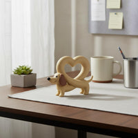 Heart Dog Statue Creative Gift Dachshund Figurine Novelty Design for Entryway