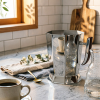 Ice Bucket with Handles Mirror-Polished Refreshment Holder with Handles Double-Handled Bottle Chiller for Hosts, Weddings