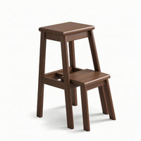 Step Stool with Pull-out Ladder Solid Wood Wooden Step Stool Space-Saving Furniture for Kitchen
