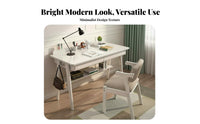 2 Pieces Solid Wood Student Study Desk Modern Design Student Computer Desk and Chair Multi-Purpose Home Writing Table Easy Assembly for Students, Children, Teenagers, Homework, Bedroom, Playroom