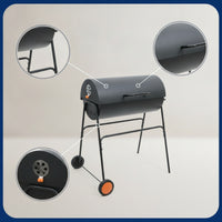 Outdoor Charcoal Grill with Wheels Mobile Charcoal Grill with Lid Sturdy Barbecue Cooker Stable for Backyard