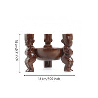 Carved Tabletop Bowl Wood-Like Finish Three-Legged Pedestal Bowl for Display Ornament