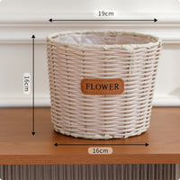 Flower Pot Basket Handwoven Round Wicker Planter Basket Plastic Weave