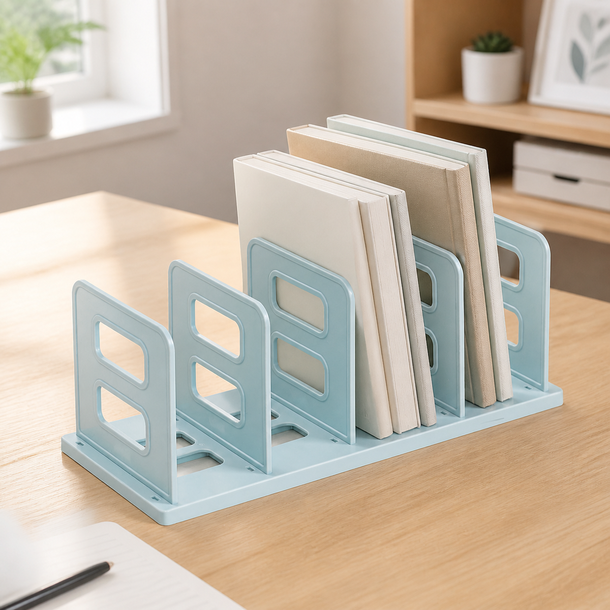 HIPS Bookends, 4 Piece Shelf Bookend for Dorm Office Apartment, Clean Contemporary Desk Bookends, 348x150x140mm, Assembly Required