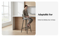 Bar Stool with spinerest Minimalist Design Counter Chair urban Look spine Support for Homeowners, Kitchen, Bistro