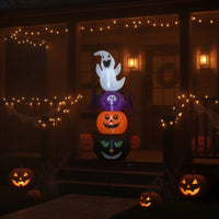 Inflatable Halloween Decoration Stacked Pumpkin Ghost Combo Ghost with Pumpkin Freestanding Halloween Inflatable Tall