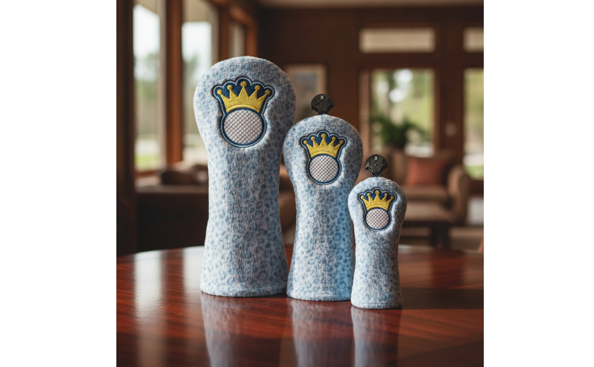 3 Pieces Golf Headcover With | Leopard-Print, Golf Club Headcover with luxurious faux-hair, Embroidered