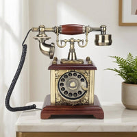 Vintage Rotary Telephone Ornate Detailing Corded Rotary Phone Antique Telephone Gold Tone Vintage Desk Phone Coiled Cord