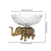 Glass Bowl with Metal Base Brass Colored Candy Dish Tabletop Decor for Entryway