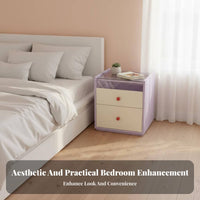 Wavy Front Cabinet glass surface Nightstand Dopamine Decor for Bedroom, Young Adults