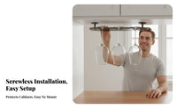 DrillDrillless Installation Under-Cabinet Stemware Rack Easy to Install Under-Cabinet Glass Hanger Space-Saving Design Glassware Holder Rust-Proof for Wine Lovers, Home Entertainers, Homeowners, Dining Room, Restaurant
