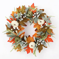 Wreath with White Pumpkins Hanging Wreath with Pumpkins Easy to Maintain Decorations for Door