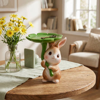Rabbit Figurine with Tray Stable Bunny Figurine with Tray Sturdy for Entryway