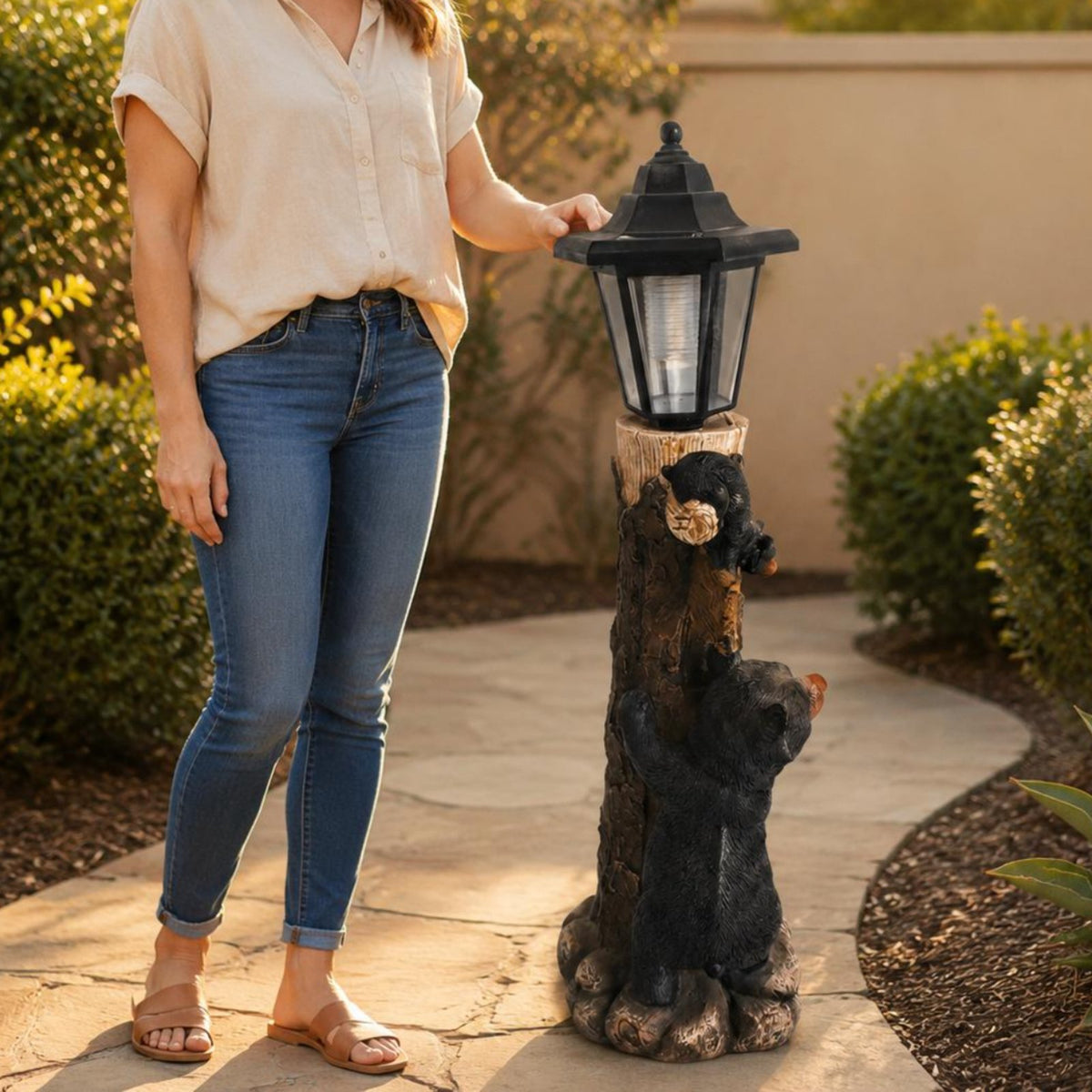 Solar Bear Garden Light Decorative Outdoor Decor Long-Lasting for Yard