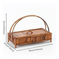 Tea Storage Box with Handle Woven Bamboo Tea Chest Portable for Home Display