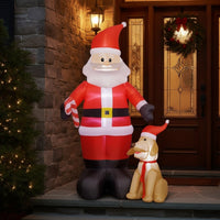 Inflatable Santa Kris with Dog Tall Santa Kris Inflatable with Dog Festive Lawn Decoration Whimsical for Garden