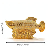 Fishing Ornament on Undulating Base Shiny Fishing Ornament Reflective Sculpture for TV Cabinet, Living Room, Office