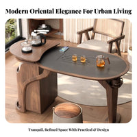 3 Pieces Stone Top beverage Table with Chairs New Chinese look and feel Table with Seating set Modern Design Indoor Furnishing for Balcony, Living Room, Study
