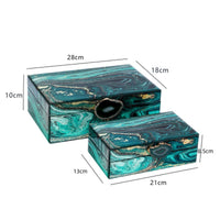 2 Pieces Jewelry Box with Hinged Lid Glossy Marbled Jewelry Box Decorative Storage for Gift