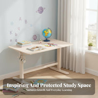full set off-white Writing Desk with Hutch Spacious Desktop Writing Table with Hutch Ergonomic Design children's Furniture Sturdy Construction for Students, Kids 5-12, Parents, Study Area, Online Learning, Bedroom, Playroom