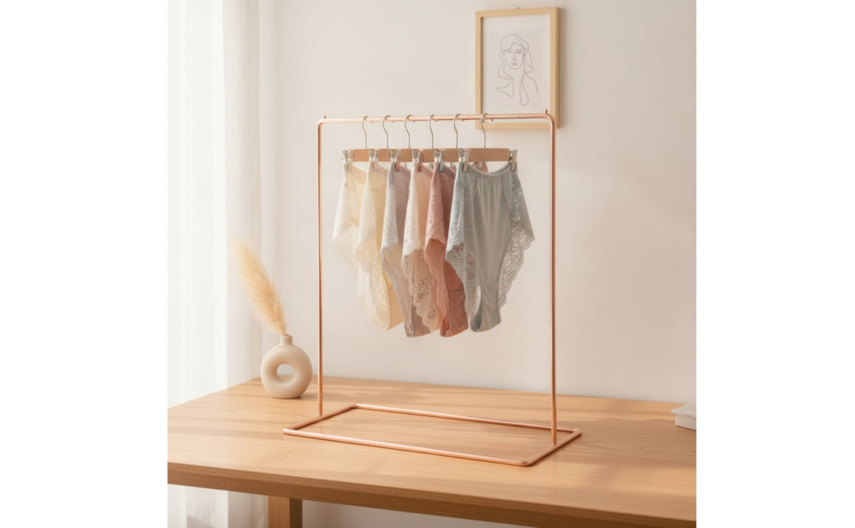 Underwear Rack with Hooks Metal Lingerie Display Rack Freestanding Underwear Display Stand for Boutiques, Retailers, Countertops, Fitting Rooms