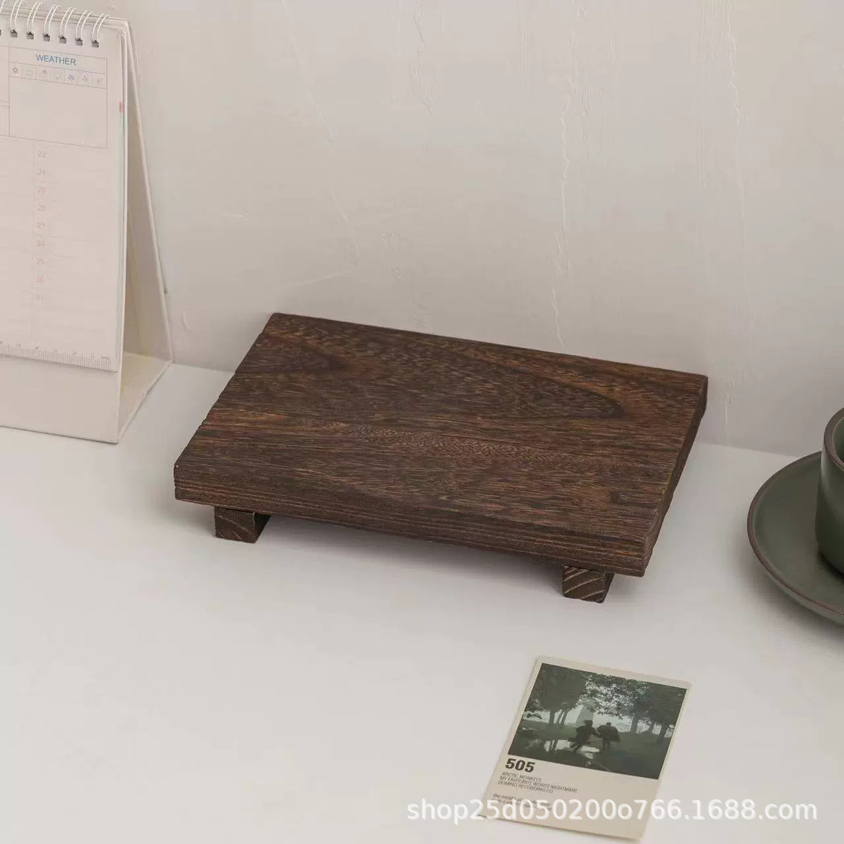 Wooden Rectangular Soap Dish and Flower Pot Base