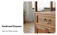 Modern Oriental Design Stepped Curio Cabinet Vintage Aesthetic Sideboard Staggered Shelving Storage Furniture Open and Closed Compartments for Tea Lovers, Art Collectors, Homeowners, Living Room, Entrance Hall, Bedroom, Office