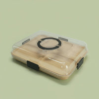 Divided Snack Platter with Handle Secure Bamboo Serving Tray with Lid