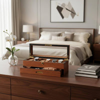Wooden Watch Box Transparent Lid Watch Box Easy to Organize