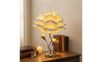 Gold Rose Table Lamp Elegant Flower Table Lamp Decorative Bedside Light Warm Glow for Bedroom, Nightstand, Reading Corner