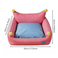 Scratch-Resistant Cat Sofa Bed All-Season Use Pom-Pom Pet Sofa Removable Cushion Cushioned Pet Nest High Backrest for Cats, Small Dogs